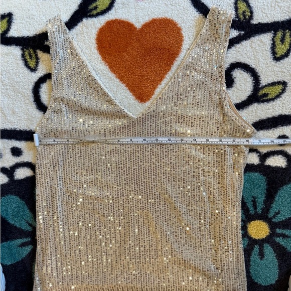 NWOT Glam Sequin V-Neck Tank Top | S/M | Cocktail Party Sparkle - Picture 4 of 7